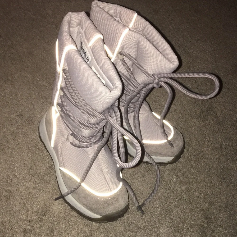 LL Bean Kids Gray Lace Up Tall Winter Boots